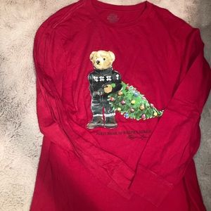 Boys Sz Large-Polo, Ralph Lauren, teddy bear holiday, long sleeve tee!